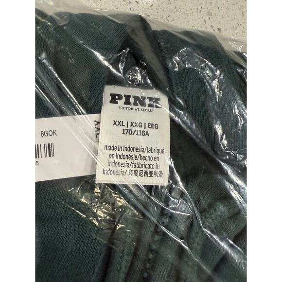 Victoria's Secret PINK XXL Ivy Fleece Campus Full-Zip Hoodie Deep Forest Aspen - Picture 5 of 6